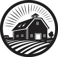 oogst oase residentie boeren boerderij embleem in vector platteland woning Mark boerderij ontwerp vector logo