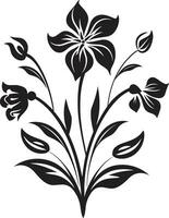 chique geïnkt bloemblad odyssee zwart bloemen embleem vectoren noir gardenia impressies hand- getrokken vector logo schetsen