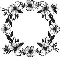 tijdloos bloesem grens decoratief zwart logo fluisteren bloeien insluiten zwart bloemen embleem vector