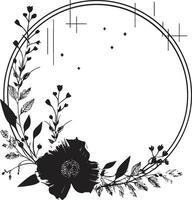 schoon noir bloemblad samenstelling minimalistische icoon grillig hand- getrokken botanicals zwart vector icoon