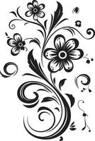 betoverend handgemaakt gebladerte iconisch logo symbool expressief bloemen beroertes hand- weergegeven vector icoon