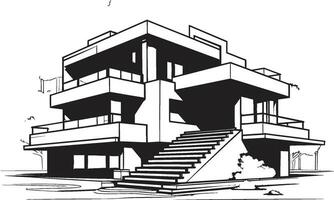 drie verhaal kalmte icoon van bouwkundig weelde in vector kunst drievoud top residentie embleem van woon- elegantie in vector ontwerp