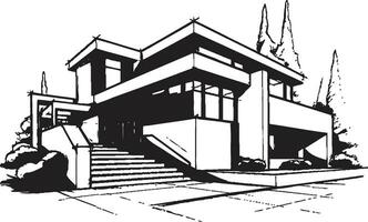 modern stedelijk villa schetsen stad huis icoon in knapperig zwart stadslijn villa silhouet zwart schets vector symbool van stedelijk leven