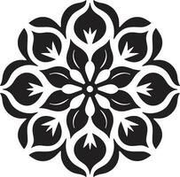 botanisch mozaïekpatroon zwart vector icoon bloemblad harmonie meetkundig tegel bloemen patroon