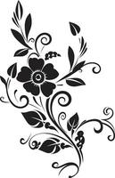 elegant noir samenstelling handgemaakt zwart logo ontwerp chique bloemen fijne kneepjes hand- weergegeven vector icoon