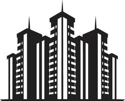 downtown skylinelandschap meerdere verdiepingen stad gebouw vector embleem metropolis verhoging meerdere verdiepingen stadsgezicht icoon in vector logo