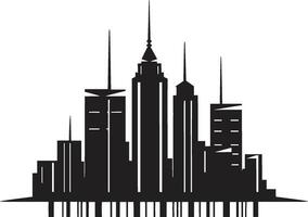 downtown wolkenkrabber embleem meerdere verdiepingen stadsgezicht vector icoon stadslijn toren silhouet meerdere verdiepingen gebouw in vector logo