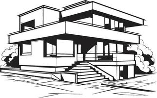 modern stedelijk villa schetsen stad huis icoon in stoutmoedig zwart schets stadslijn herenhuis silhouet strak schets vector van stedelijk elegantie