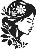 modern bloem portret zwart vrouw embleem artistiek bloesem essence elegant vector gezicht