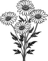 elegant bloemen kader madeliefje bloem zwart icoon meetkundig madeliefje grens zwart vector logo ontwerp