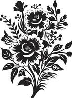 betoverd bloeien fusie zwart bloemen ontwerp geavanceerde bloem ruikertje decoratief zwart logo vector