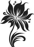 strak bloemen samenstelling minimalistische zwart icoon chique single bloeien zwart artistiek embleem vector