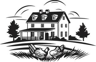 landelijk woning indruk boeren huis vector logo pastorale hoeve symbool boerderij vector icoon ontwerp