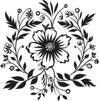 wijnoogst geïnkt tuin kronieken noir vector vectoren noir bloemen mijmering zwart bloemen embleem schetsen