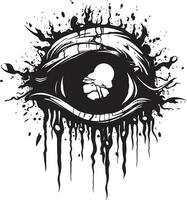 sinister blik griezelig eng oog logo icoon chillen zombie visie zwart vector ontwerp