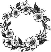 geavanceerde krans floreren handgemaakt vector abstract bruiloft bloeien zwart artistiek embleem