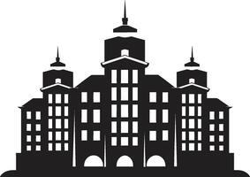 stadslijn toren silhouet meerdere verdiepingen gebouw in vector logo grootstedelijk hoogten schetsen stadsgezicht meerdere verdiepingen vector icoon