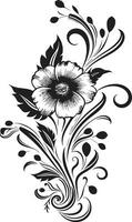 elegant botanisch impressies zwart iconisch ontwerp mystiek bloemen elegantie hand- weergegeven zwart vector icoon