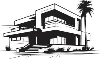 stedelijk villa indruk villa vector schets in scherp zwart stadslijn herenhuis schetsen strak villa icoon in stoutmoedig zwart