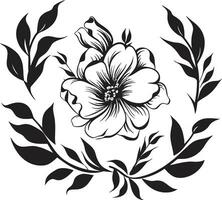 noir bloemblad dromen handgemaakt vector logo kunst etherisch geïnkt bloei zwart bloemen embleem kronieken