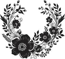 boeiend bloemen elegantie hand- getrokken vector pittig bloeien accent zwart ontwerp icoon element