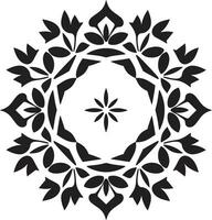 mozaïekpatroon bloei meetkundig bloemen ontwerp artistiek geometrie zwart bloemen icoon ontwerp vector
