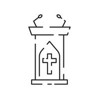 Christendom lijn icoon. vector religie verwant pictogrammen. Bijbel, kerk en kruis of Jezus. oud kathedraal, middeleeuws teken.