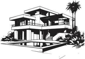villa ontwerp bouw emblematisch stijl in vector iconisch villa structuur hedendaags ontwerp in vector logo