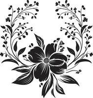 chique geïnkt tuin eigenzinnigheid handgemaakt vector logos noir botanisch etsen zwart vector bloemen pictogrammen