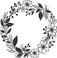 modern bloemen krans artistiek vector icoon artistiek bloemblad circlet bruiloft zwart icoon