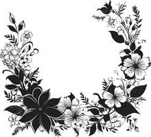 inkt noir bloemblad patronen zwart bloemen iconisch accenten wijnoogst bloemen accenten uitnodiging kaart vector versieringen