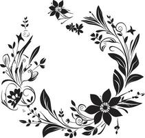 noir bloesem sonate ingewikkeld vector logo schetsen monochroom bloemblad impressies grillig hand- getrokken bloemen