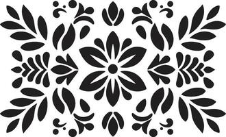 gestructureerd botanicals zwart tegel bloemen ontwerp bloemen rasterwerk meetkundig vector tegel logo