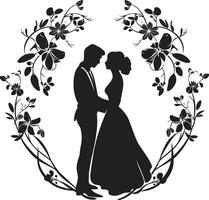 bevallig vakbonden sier- bruid en bruidegom kader herinneringen van gelukzaligheid bruiloft paar decor kader vector