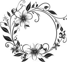 botanisch elegantie handgemaakt bloemen iconisch embleem grillig hand- weergegeven wijnstokken zwart vector logo