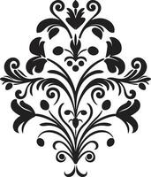 grillig noir essence hand- getrokken vector embleem elegant botanisch fijne kneepjes zwart iconisch ontwerp