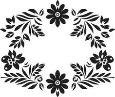 abstract bloemblad arrangement zwart vector tegel icoon botanisch mozaïekpatroon meetkundig bloemen patroon