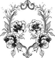 gotisch slinger een angstaanjagend mooi omhelzing van zwart bloeit. inktpot anker een gestructureerd silhouet van bloemen elegantie. vector