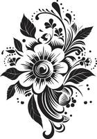 grillig noir bloei uitnodiging kaart grafisch elementen grafiet bloemen motieven zwart vector logo versieringen