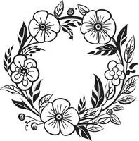 artistiek krans detail elegant vector logo element minimalistische bruiloft bloemen zwart iconisch embleem