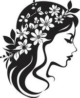 modern bloem portret zwart vrouw embleem artistiek bloesem essence elegant vector gezicht