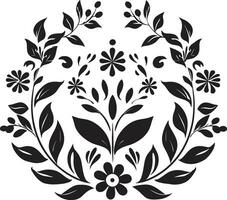 monochroom bloemblad impressies noir vector embleem schetsen inkt noir botanisch werveling handgemaakt bloemen vectoren