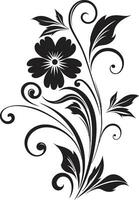 mystiek botanisch charme hand- getrokken vector embleem elegant noir bloesems handgemaakt zwart vector icoon