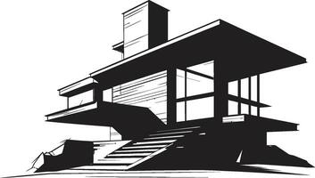 futuristische leefgebied Mark architectuur ontwerp vector embleem hedendaags verblijf icoon huis idee ontwerp in vector