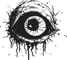gruwelijk blik zwart griezelig oog logo spookachtig zombie schittering vector eng oog ontwerp