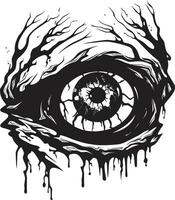 angstaanjagend ondood oog griezelig zwart vector vreselijk zombie blik zwart oog icoon ontwerp