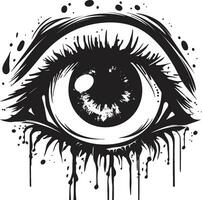 dreigend onaards oog griezelig zwart icoon achtervolgd zombie kijken vector eng oog embleem