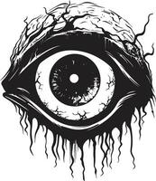 macabre zombie zicht zwart eng oog logo angstaanjagend ondood oog griezelig zwart vector