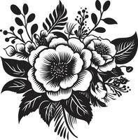 fluisteren boeket medley decoratief zwart logo vorstelijk bloeien bijeenkomst zwart bloemen embleem vector