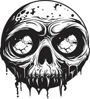 sinister zombie schedel griezelig schedel logo icoon chillen eng schedel zwart vector ontwerp